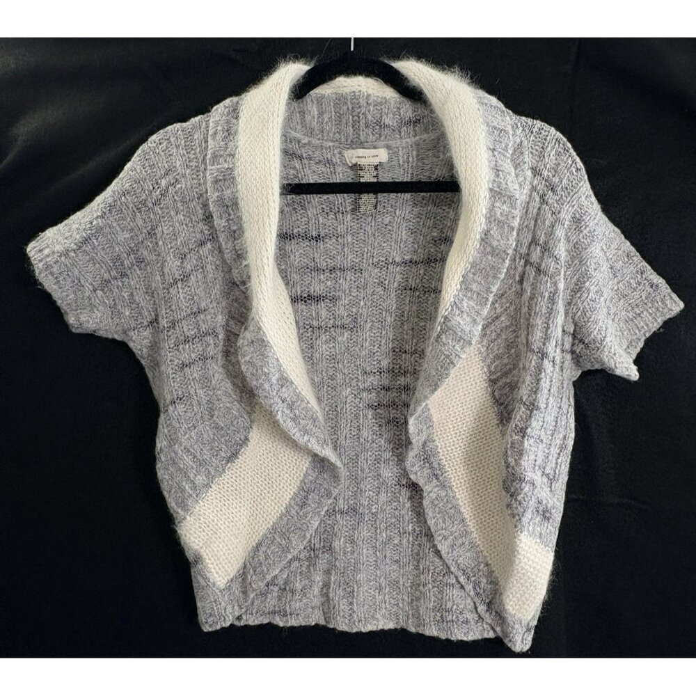 Anthropologie SLEEPING ON SNOW Utopia Short Crop Sweater Sz S Gray‎ White 61-10